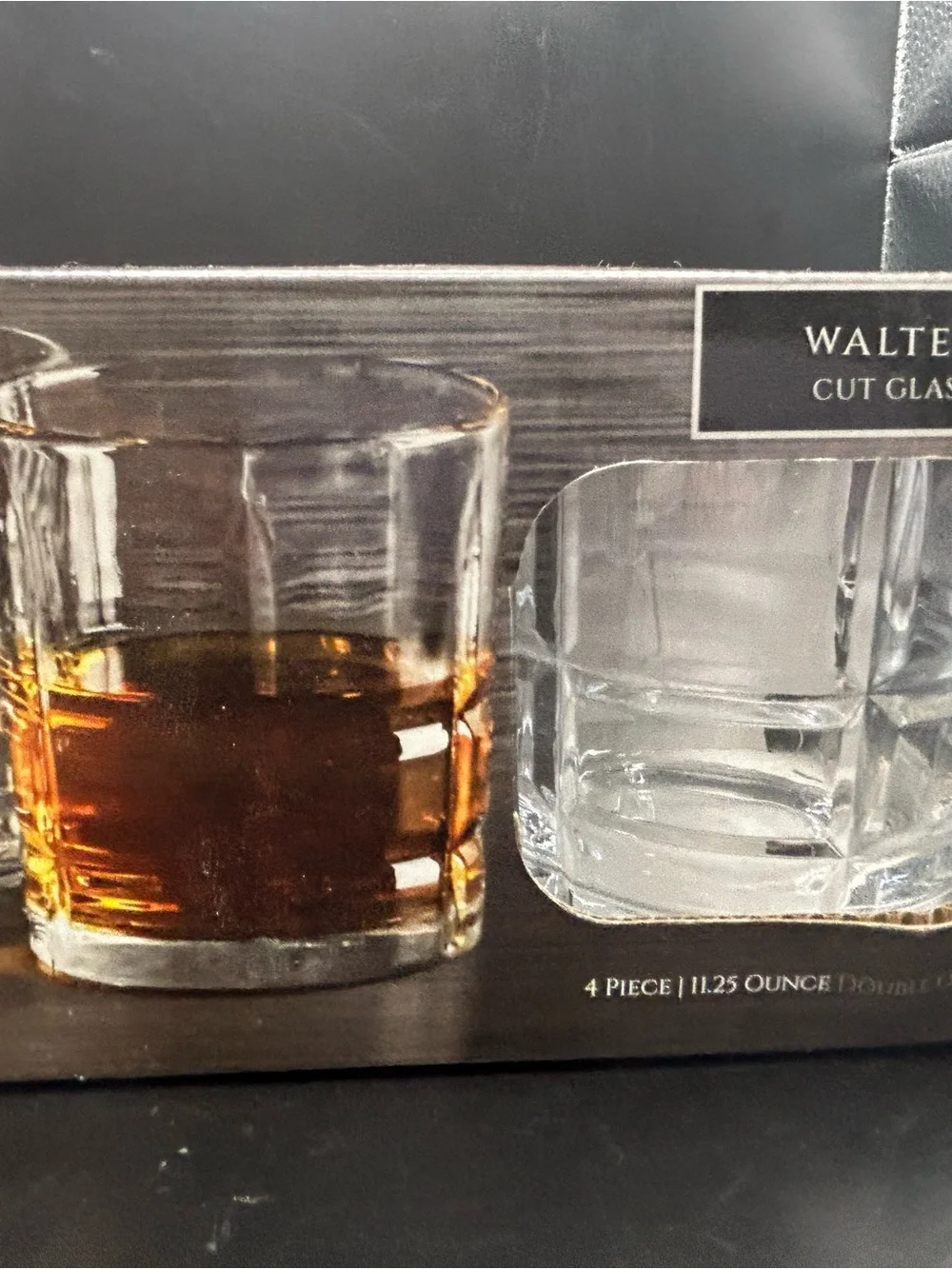 Circleware Walter Cut Glass 4 Pc 11.25 Oz Double Old Fashion Whiskey Glasses NEW